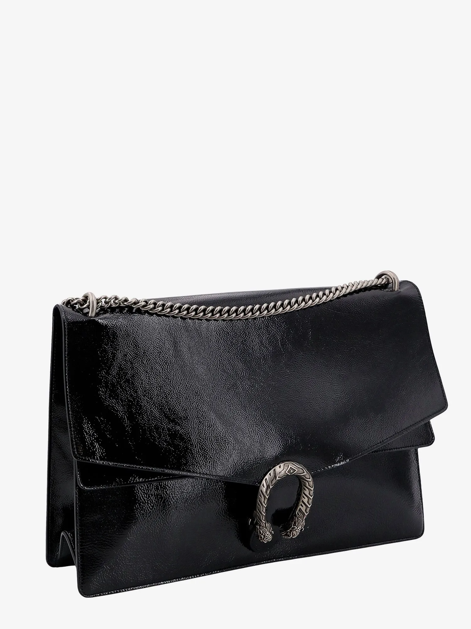 Gucci Patent Leather Shoulder Bag With Iconic Tiger's Head