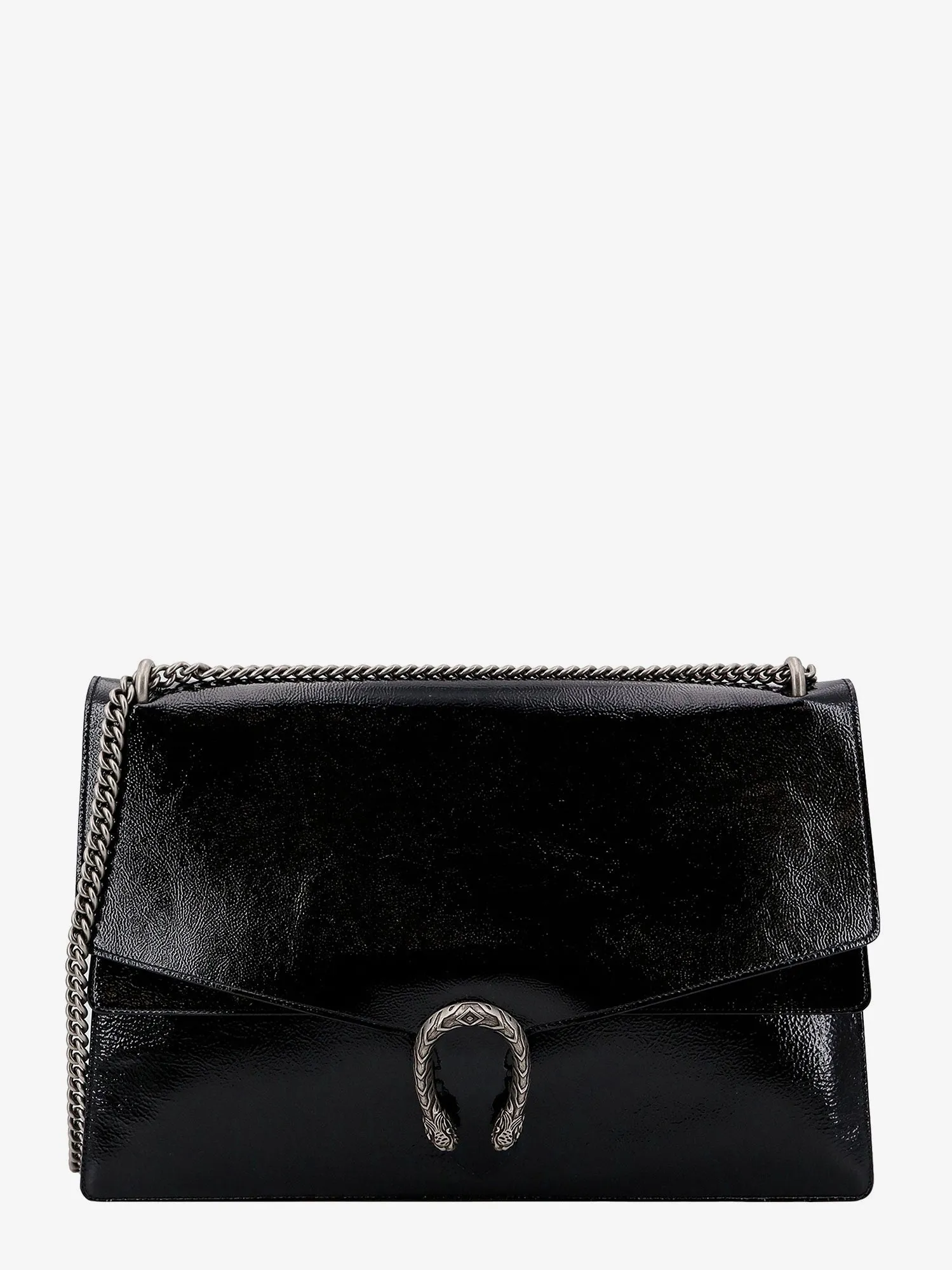 Gucci Patent Leather Shoulder Bag With Iconic Tiger's Head