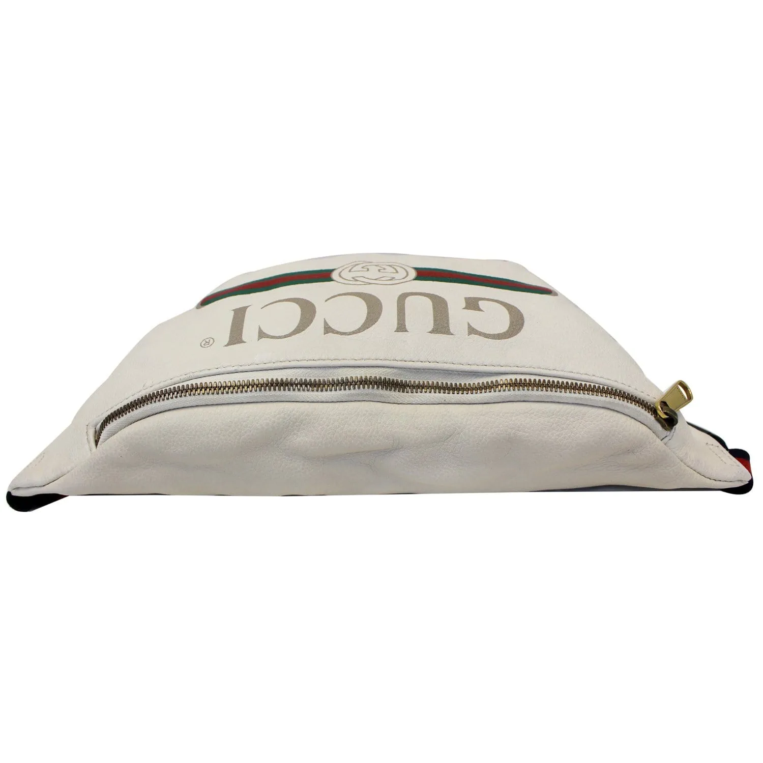 GUCCI Print Leather White Belt Waist Bum Bag Medium 493869