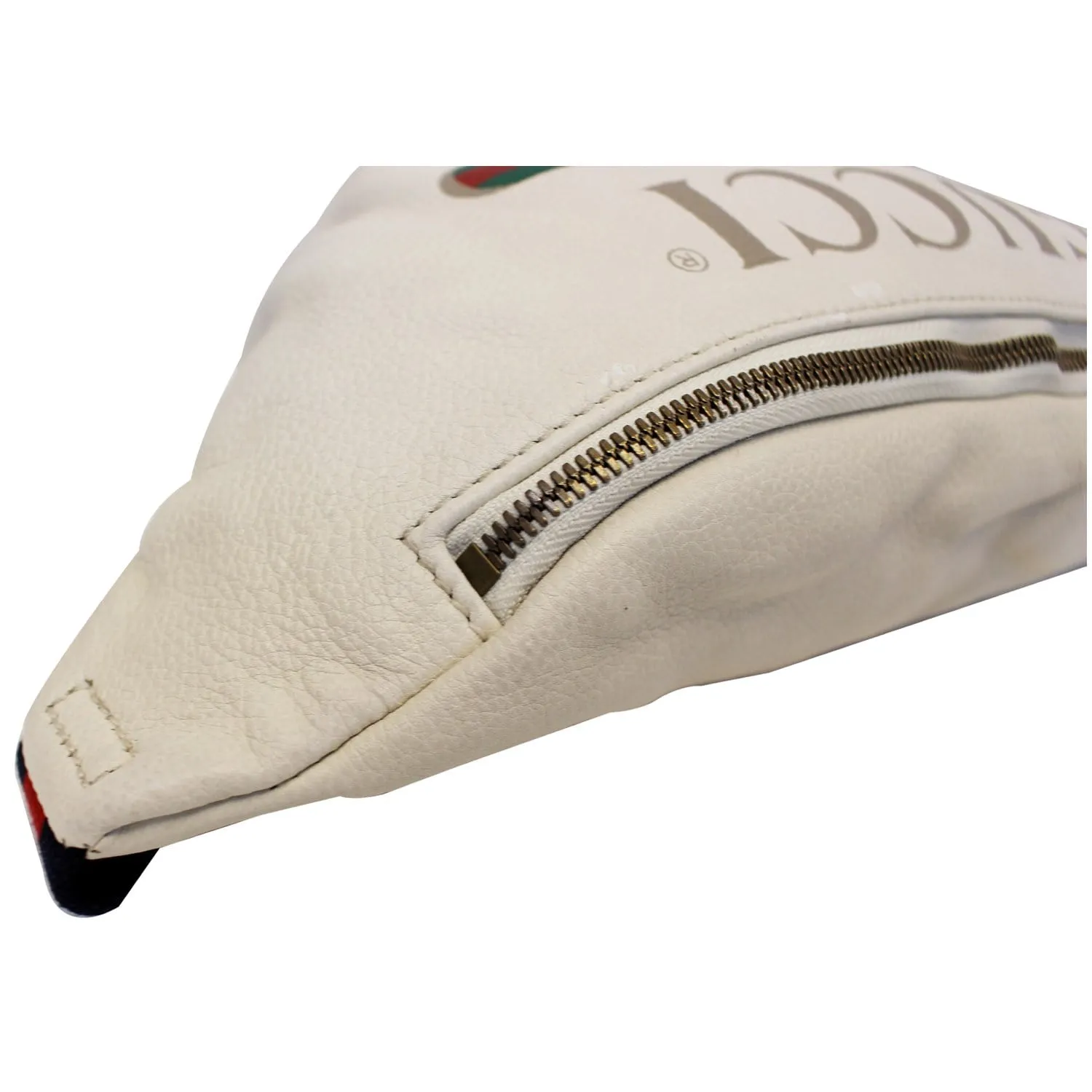 GUCCI Print Leather White Belt Waist Bum Bag Medium 493869