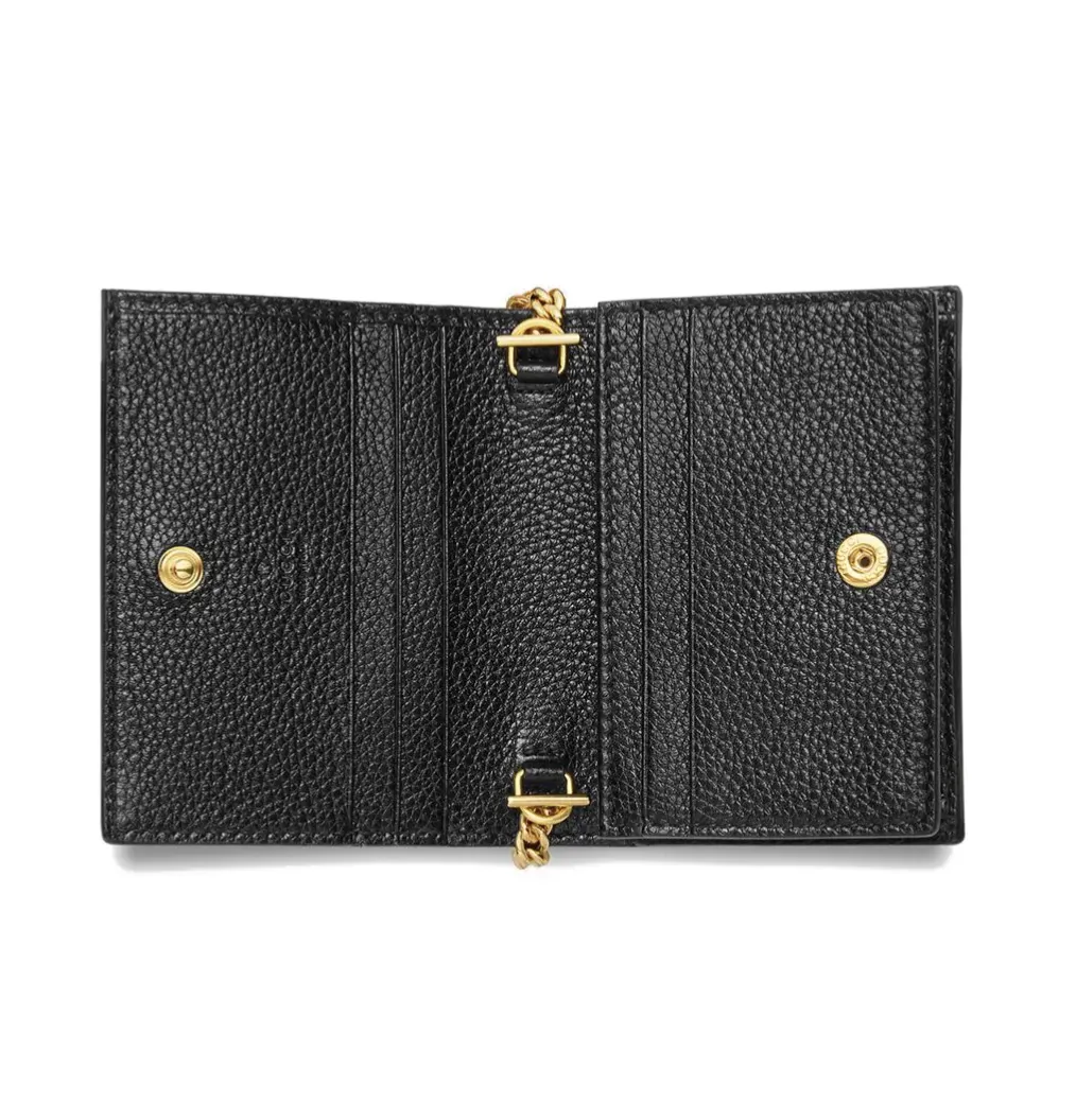 Gucci Zumi Horse-bit Card Case on a Chain in Black