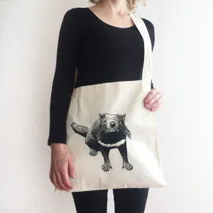 Hand printed Tasmanian devil shopping bag