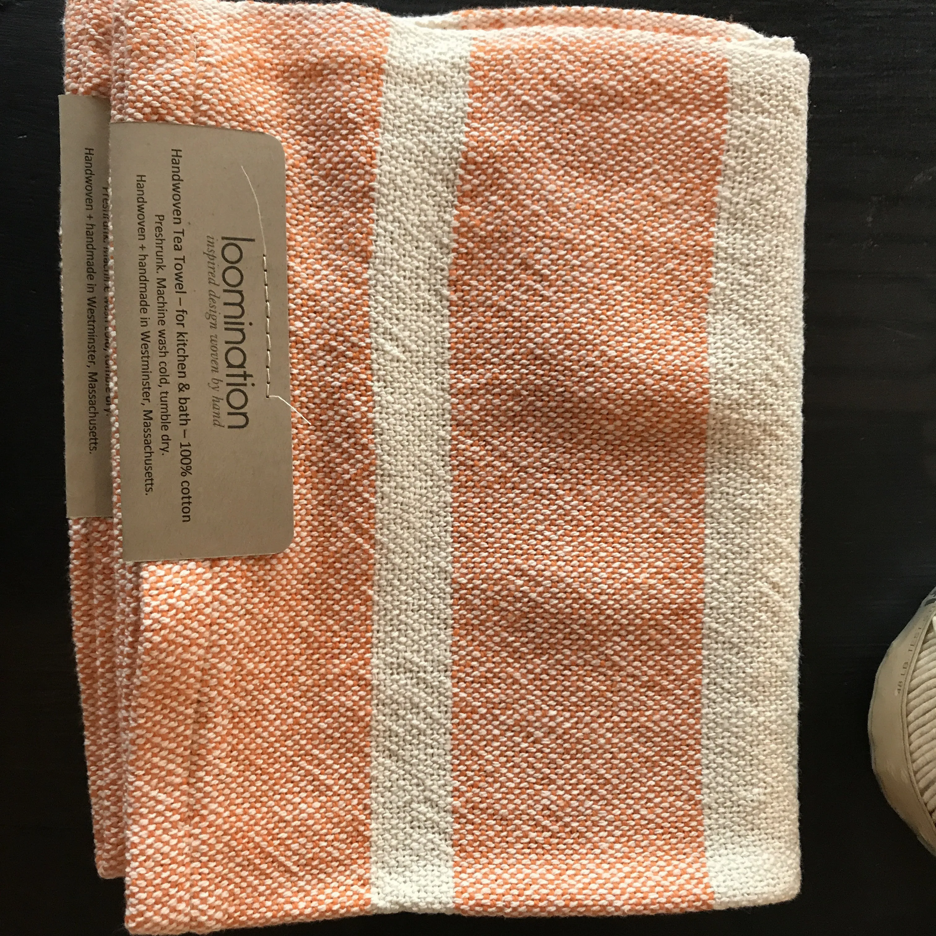 Handwoven in USA LoominationⓇ Dish Towel Orange