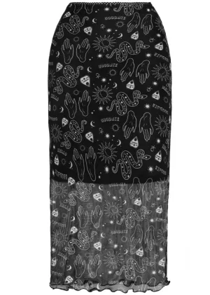 Hell Bunny Hello Goodbye Mesh Ouija 90's Skirt Black