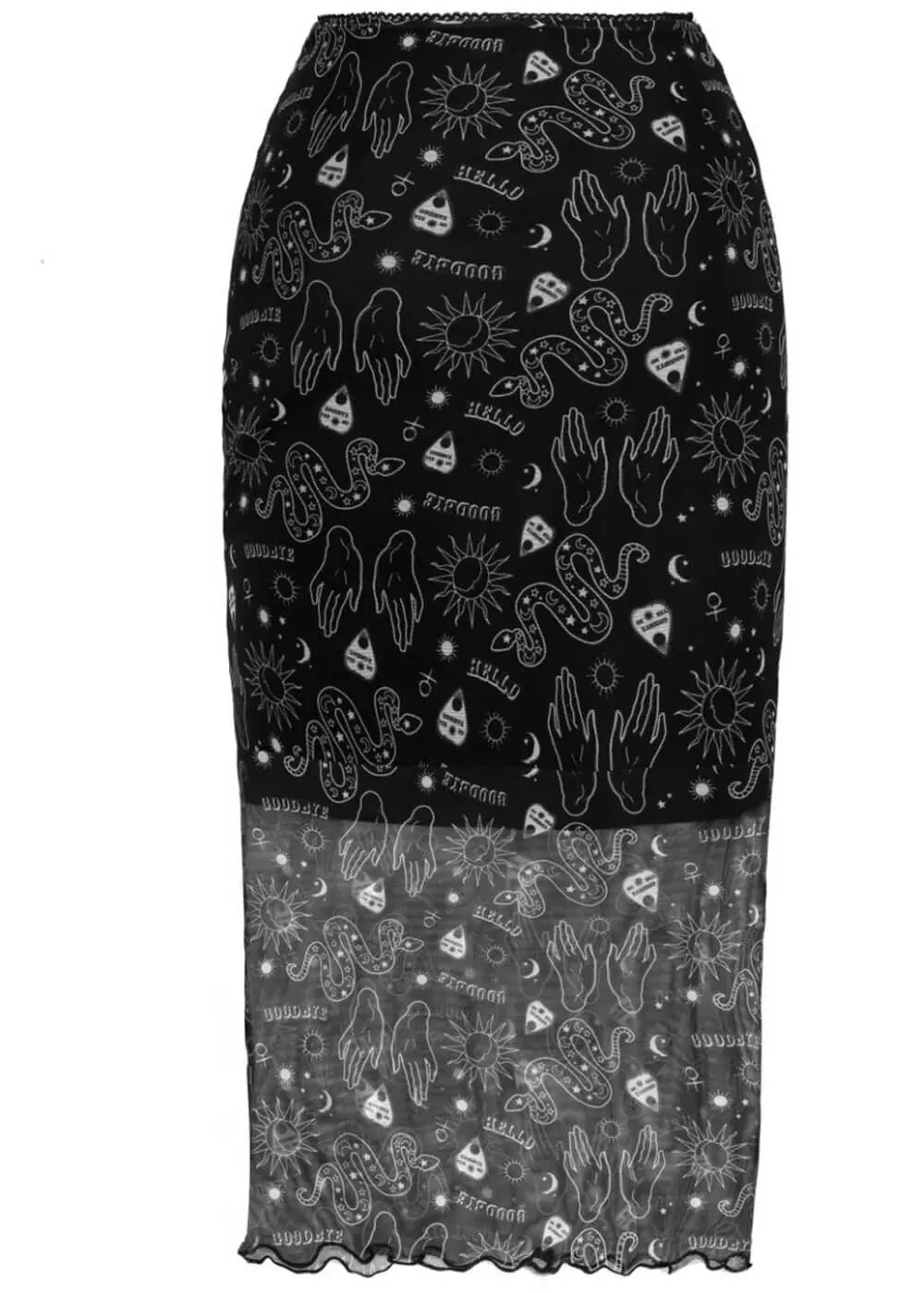 Hell Bunny Hello Goodbye Mesh Ouija 90's Skirt Black