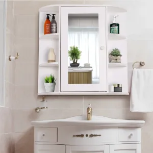 HOMCOM Wall Mounted Bathroom Medicine Cabinet Storage Organizer with