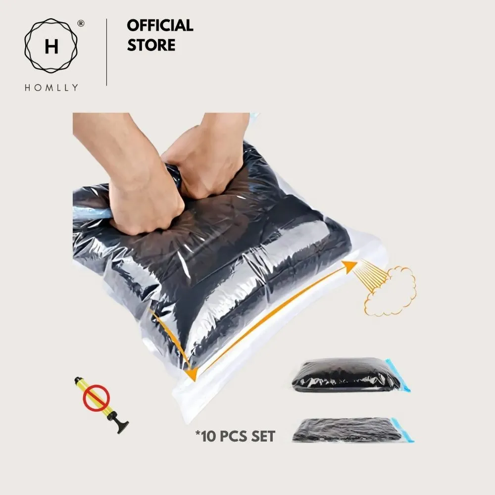 Homlly 10pcs Travel Roll-Up Compression Space Saver Bags - No Vacuum or Pump Needed