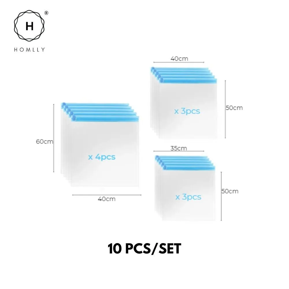 Homlly 10pcs Travel Roll-Up Compression Space Saver Bags - No Vacuum or Pump Needed