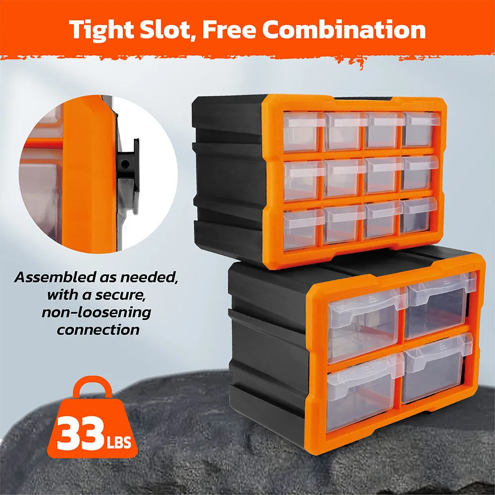 HOURSDY 16-Drawer Modular Parts Organizer - Wall-Mountable & Detachable