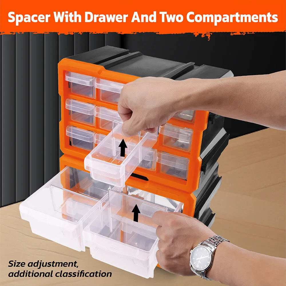 HOURSDY 16-Drawer Modular Parts Organizer - Wall-Mountable & Detachable
