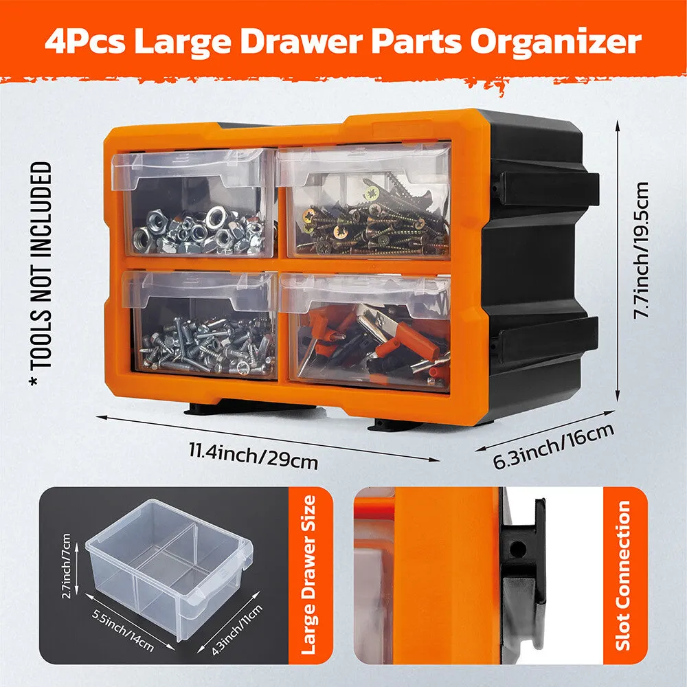 HOURSDY 16-Drawer Modular Parts Organizer - Wall-Mountable & Detachable