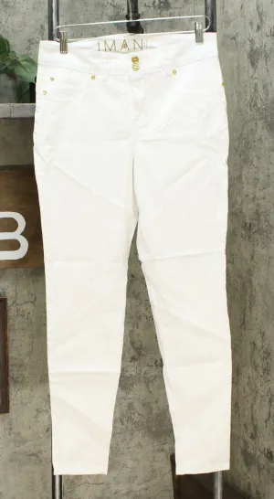 IMAN Women's Global Chic Luxury Resort 360 Slim Skinny Jean White Denim 10