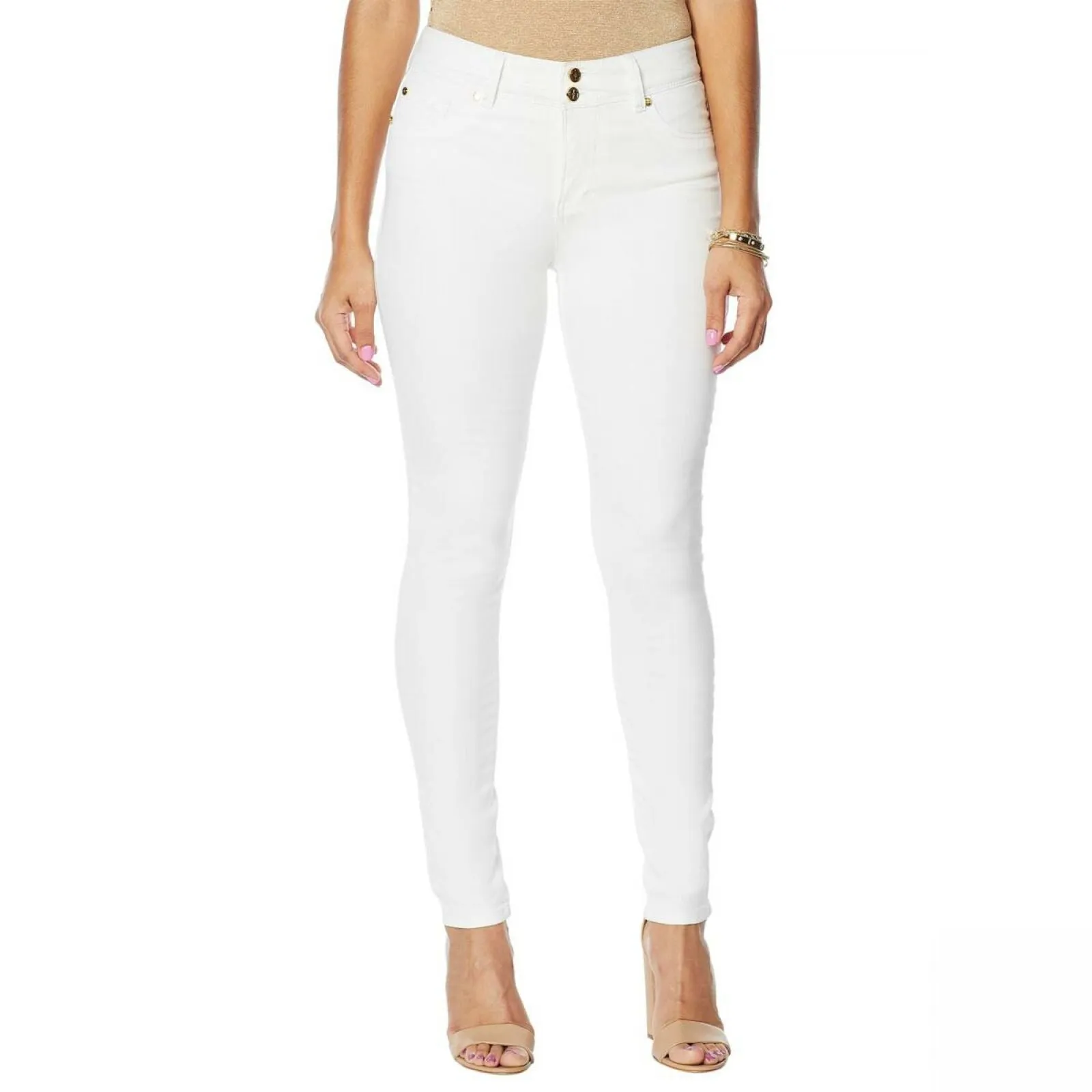 IMAN Women's Global Chic Luxury Resort 360 Slim Skinny Jean White Denim 10