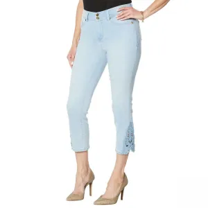 IMAN Women's Plus Size City Chic 360 Crochet Lace Detail Slim Crop Jean