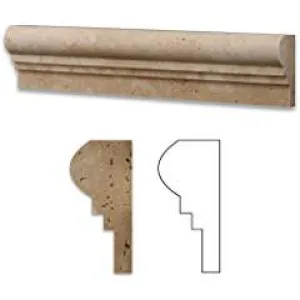 Ivory Travertine Honed 2 1/2 X 12 OG-2 Chair Rail Liner Molding Trim - Lot of 50 pcs.