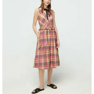 J. Crew Multicolor Plaid Sleeveless Shirtdress