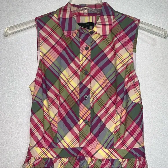 J. Crew Multicolor Plaid Sleeveless Shirtdress