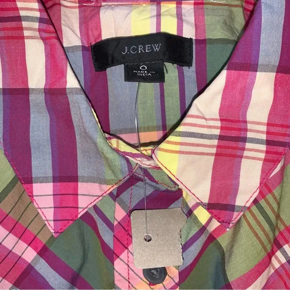 J. Crew Multicolor Plaid Sleeveless Shirtdress