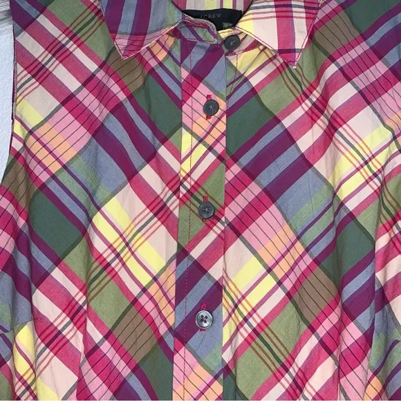 J. Crew Multicolor Plaid Sleeveless Shirtdress