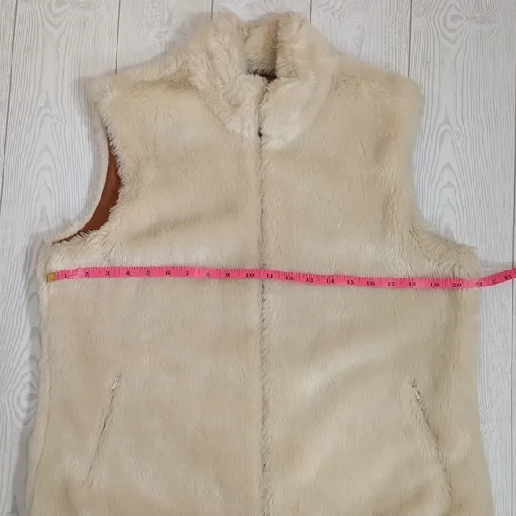 J. McLaughlin Faux Fur Zipper Vest Women's Size Medium Cream and Rust Color