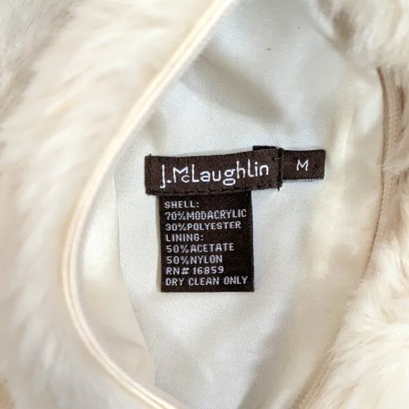 J. McLaughlin Faux Fur Zipper Vest Women's Size Medium Cream and Rust Color