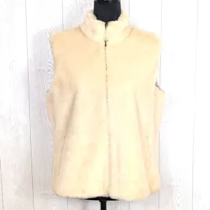 J. McLaughlin Faux Fur Zipper Vest Women's Size Medium Cream and Rust Color