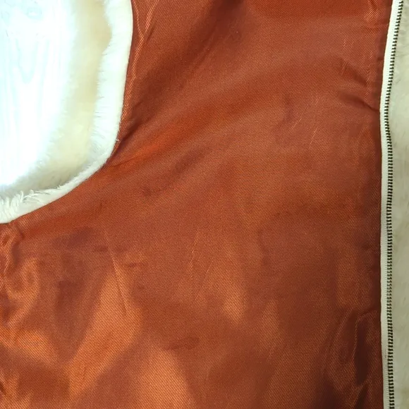 J. McLaughlin Faux Fur Zipper Vest Women's Size Medium Cream and Rust Color