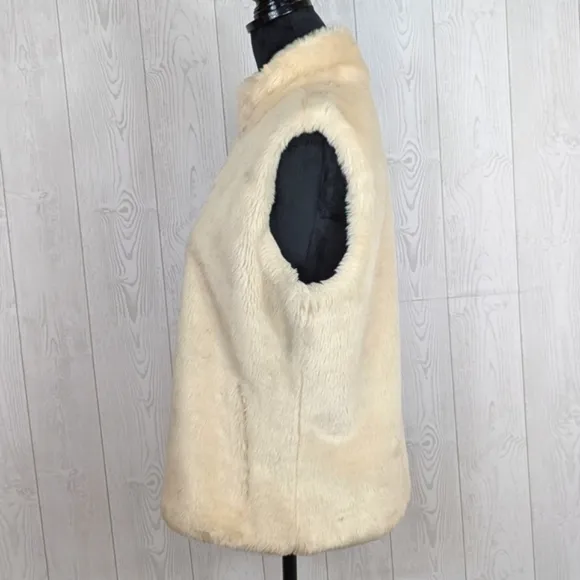 J. McLaughlin Faux Fur Zipper Vest Women's Size Medium Cream and Rust Color
