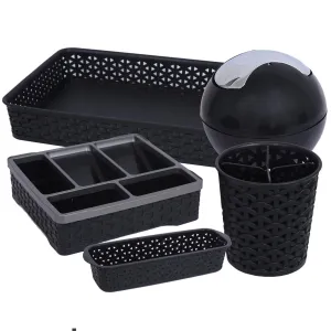 Jaypee Plus Desk Organizer, Plastic, Combo of 5, Black