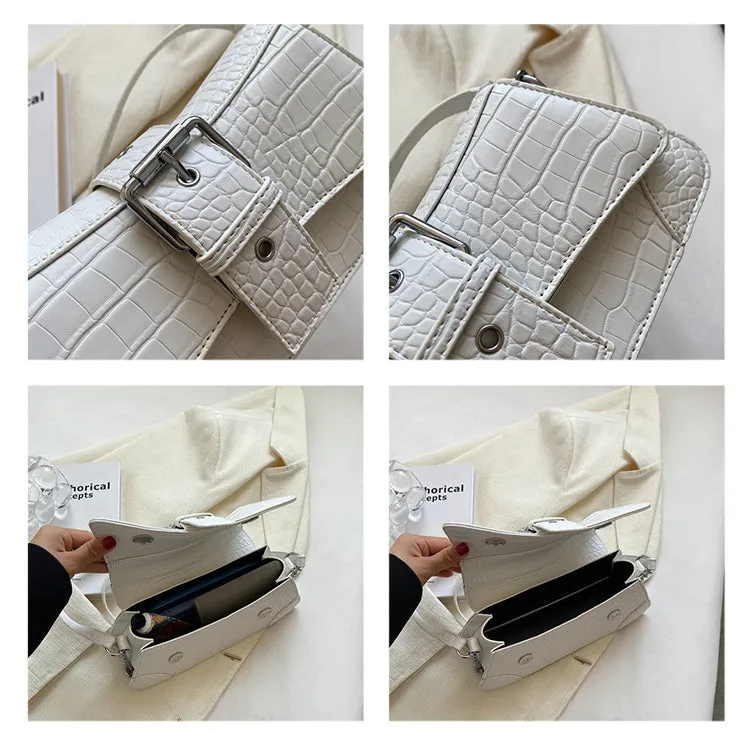 Jennie Faux Leather Snake Skin Chain Handle Handbag