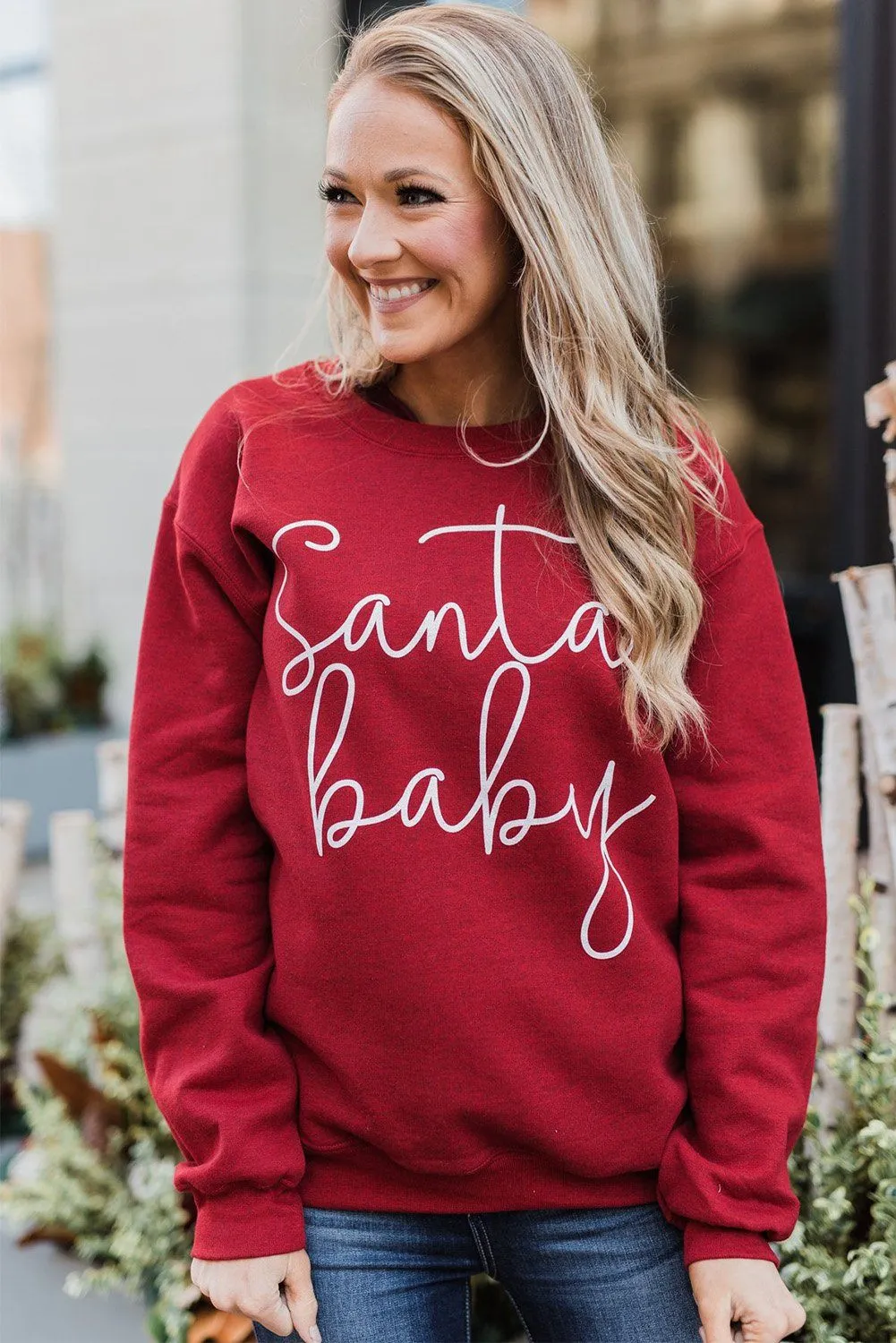 KaleaBoutique Christmas Santa Baby Print Pullover Sweatshirt