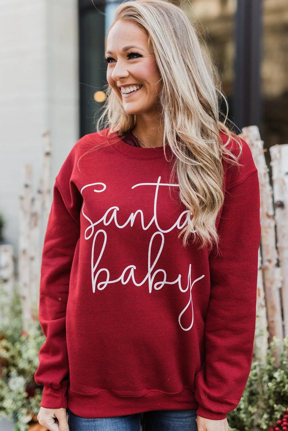 KaleaBoutique Christmas Santa Baby Print Pullover Sweatshirt