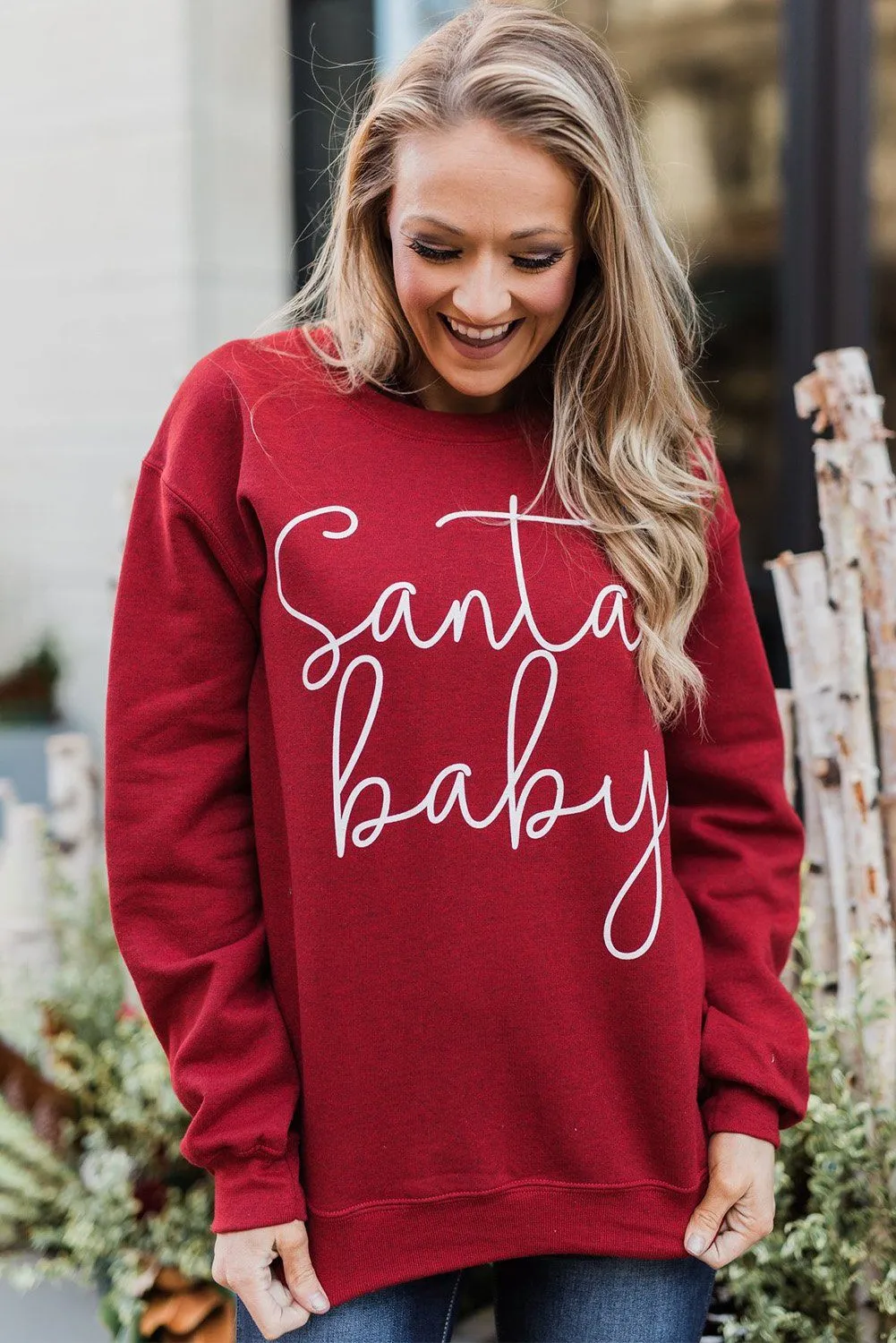 KaleaBoutique Christmas Santa Baby Print Pullover Sweatshirt