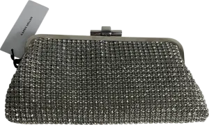 Karen Millen Silver Rhinestone Clutch Bag with chain strap