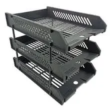 KEBICA 3 Compartments Plastic File Tray Mesh File Holder Stand Organizer Container Document Tray