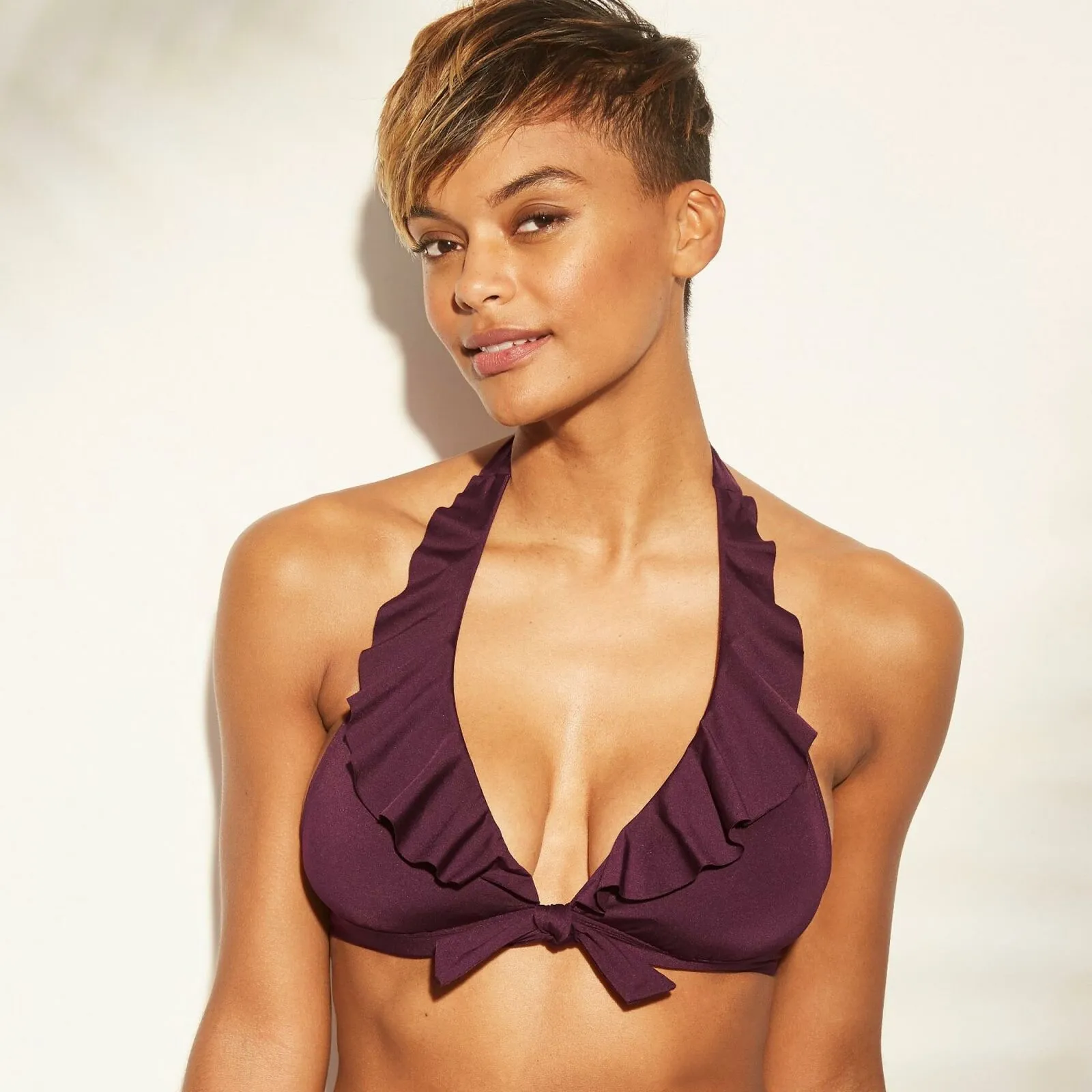 Kona Sol Women's Ruffle Halter Bikini Top