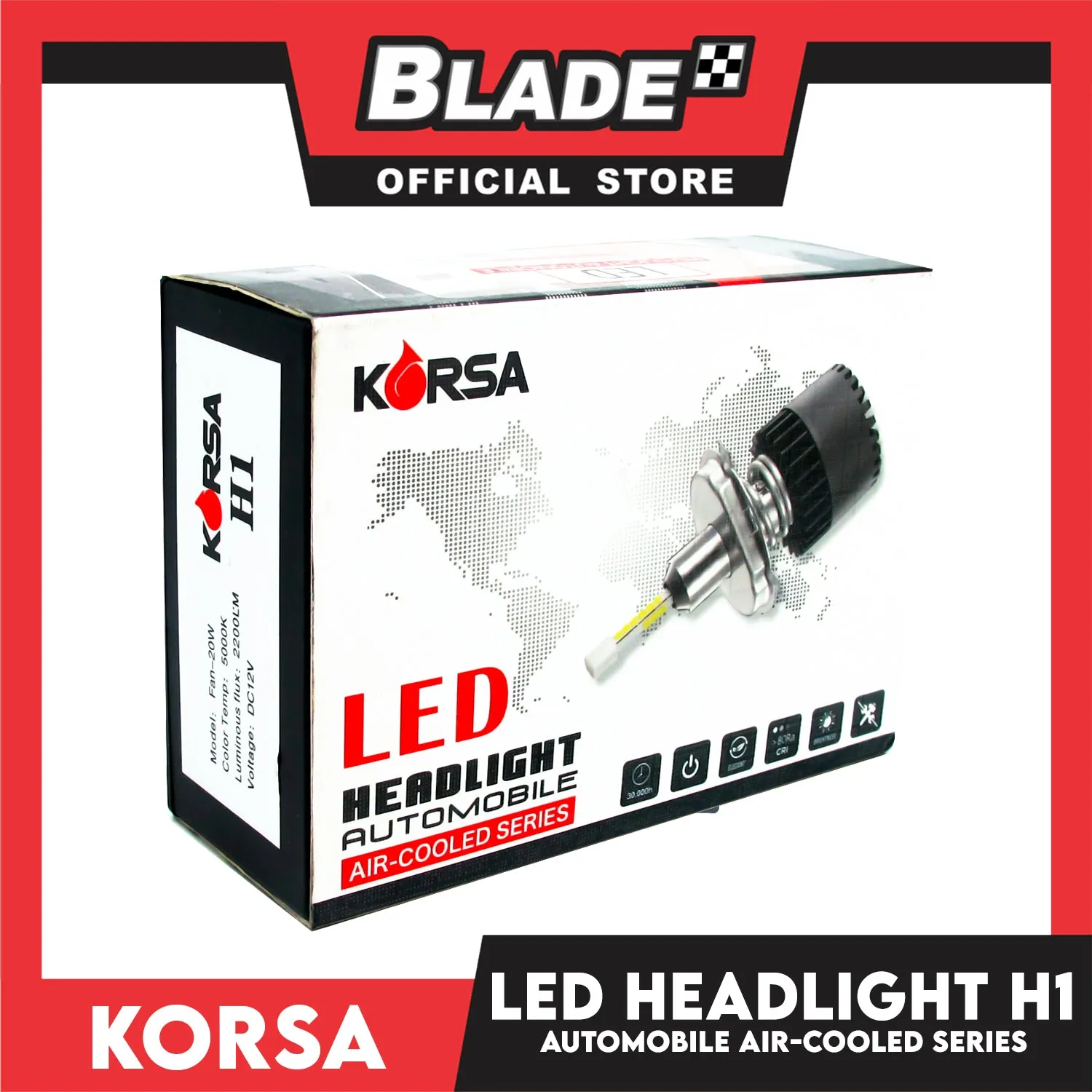 Korsa LED Headlight Automobile Air-Cooled Series H1