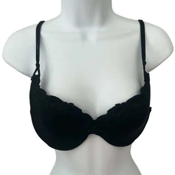 La Perla black molded padded mesh bra 38B NWT