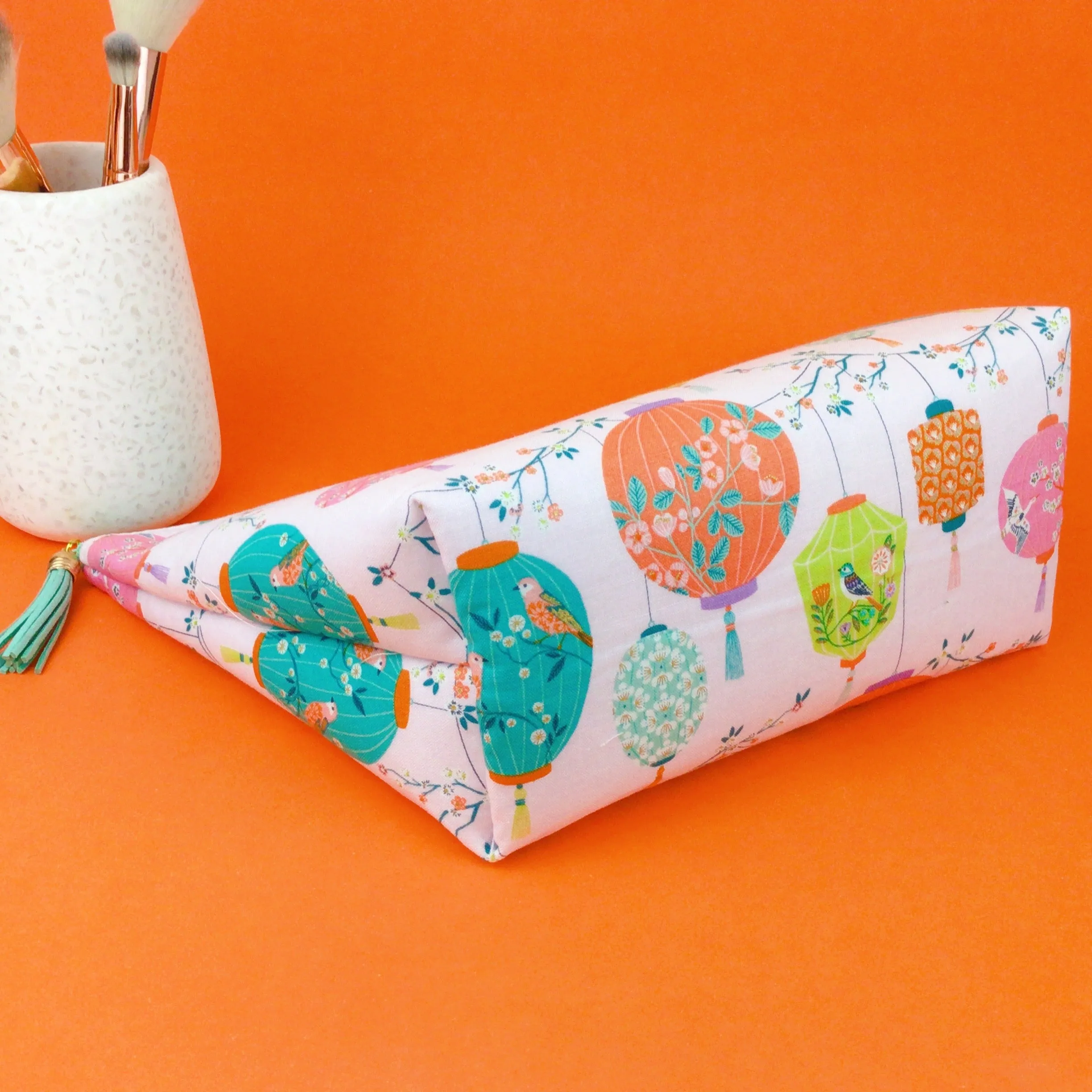 Lanterns Large Makeup Bag. Pale Pink Makeup Bag