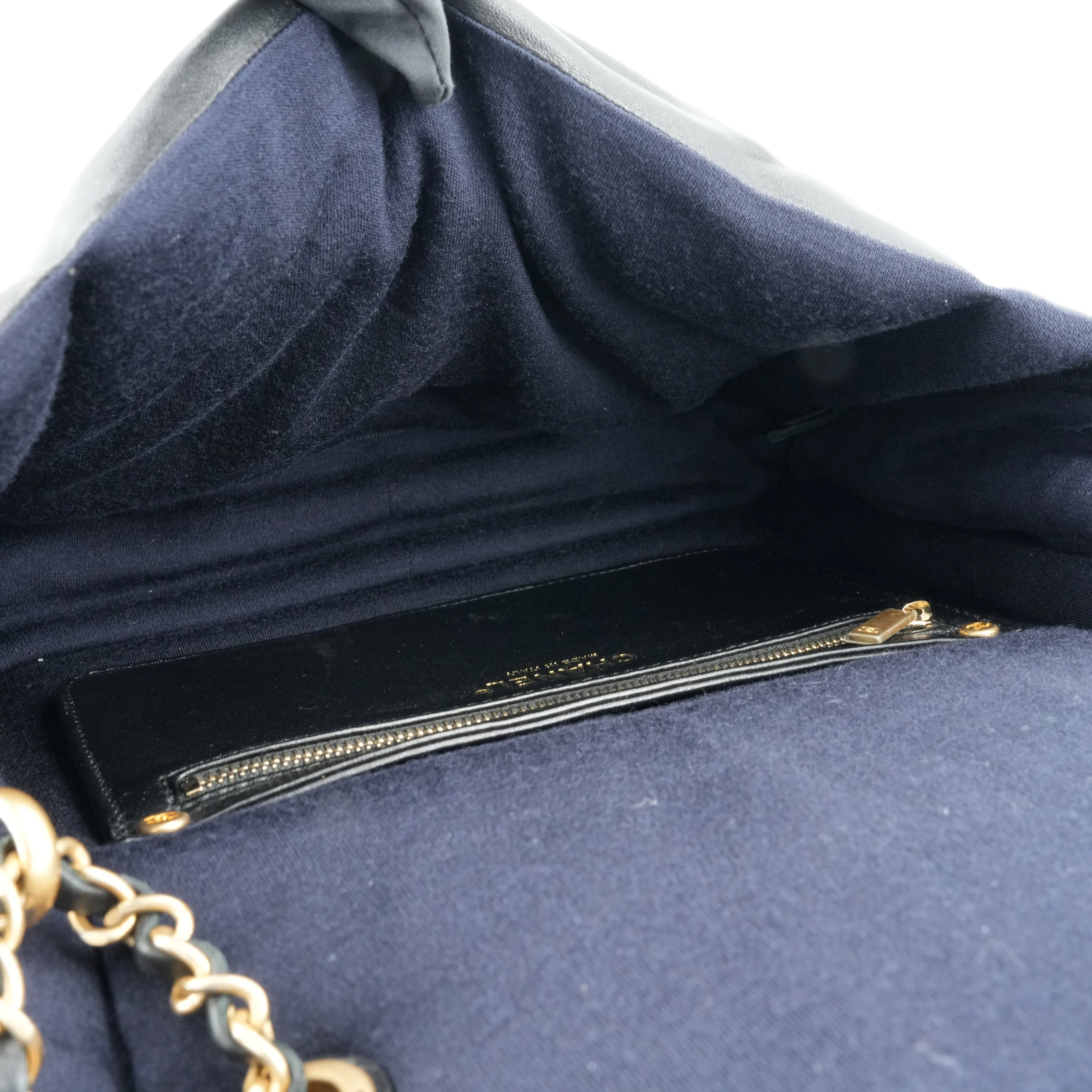Large Vintage Puffy Flap Bag in Black Lambskin
