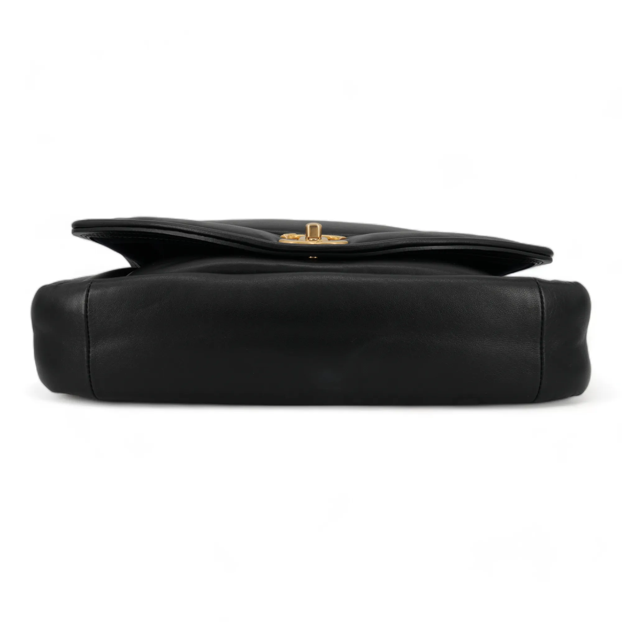 Large Vintage Puffy Flap Bag in Black Lambskin