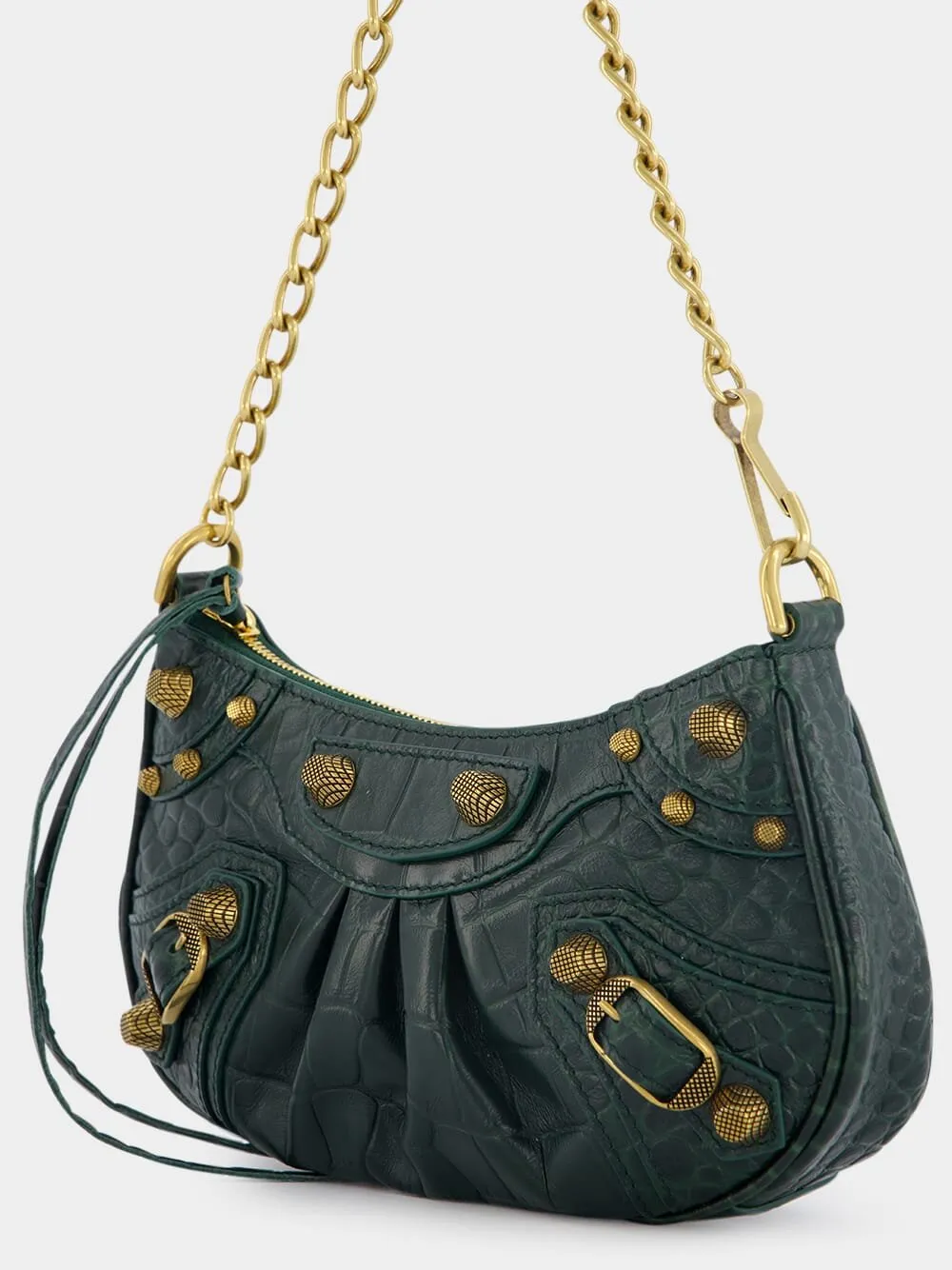 Le Cagole Mini Croc-Effect Leather Bag