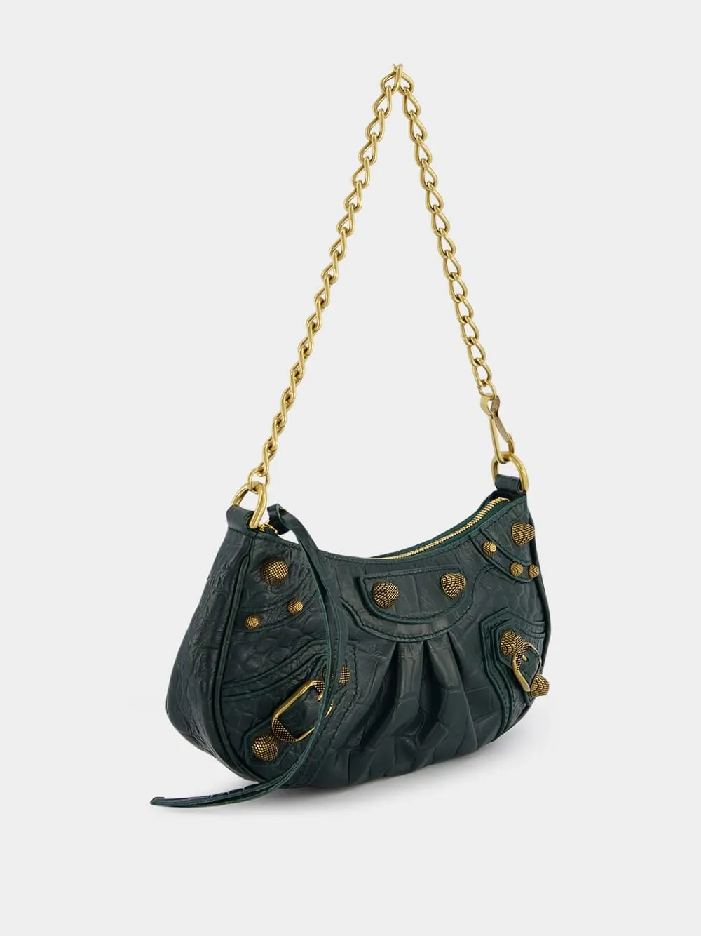 Le Cagole Mini Croc-Effect Leather Bag