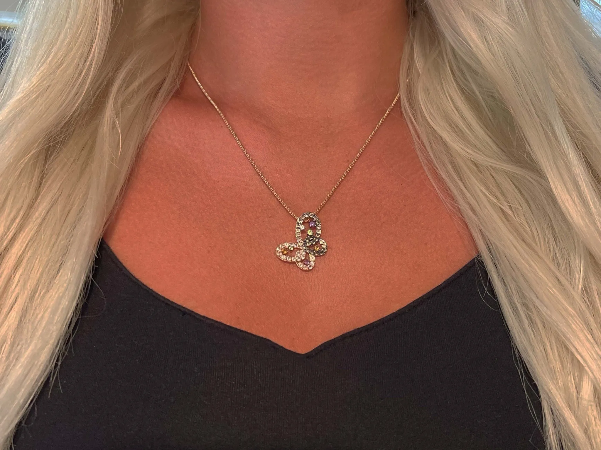 Le Vian Butterfly Necklace 14K Rose Gold