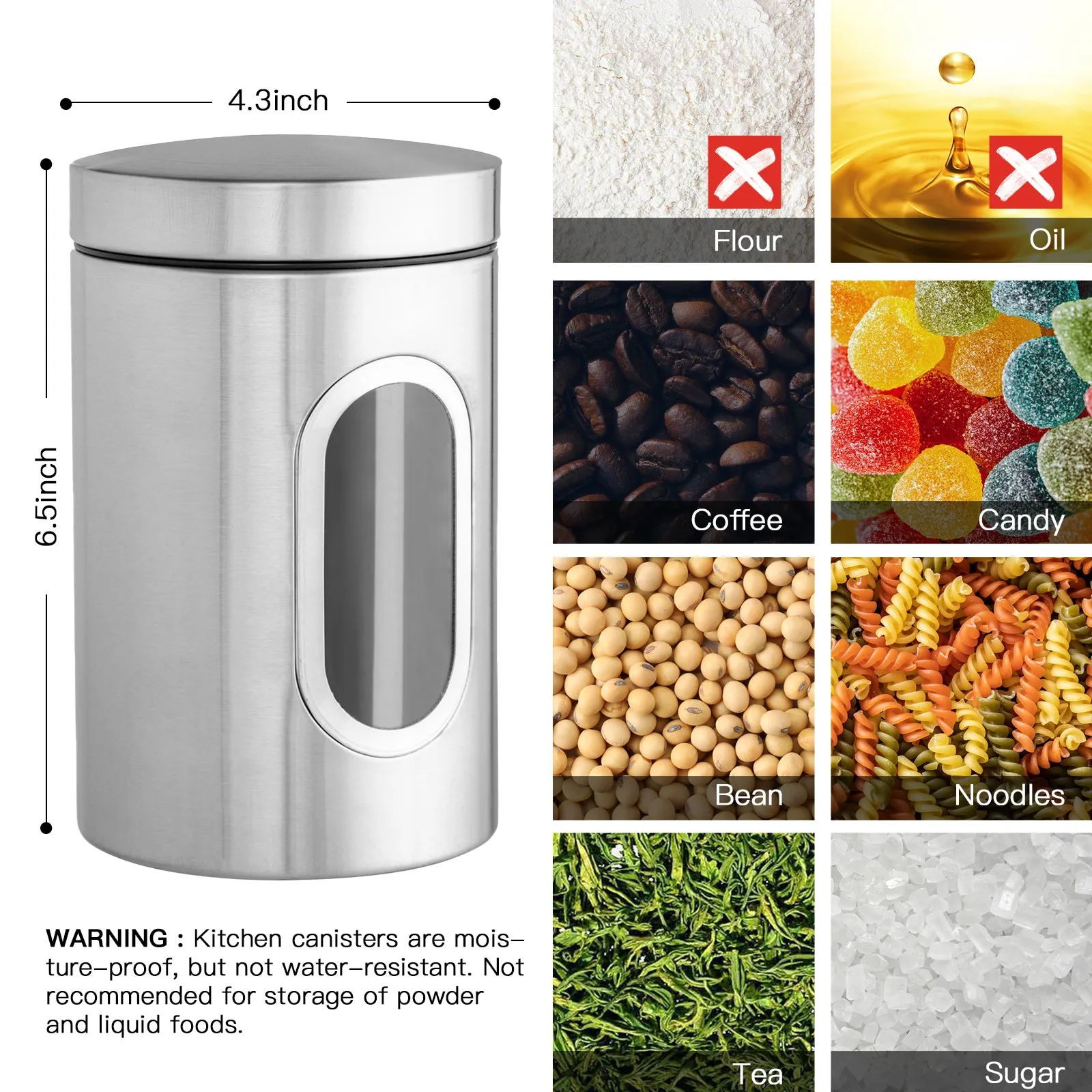 LFCONNECT Metal/ kitchen canisters Set, jar for kitchen, moisture-proof (Set of 3)