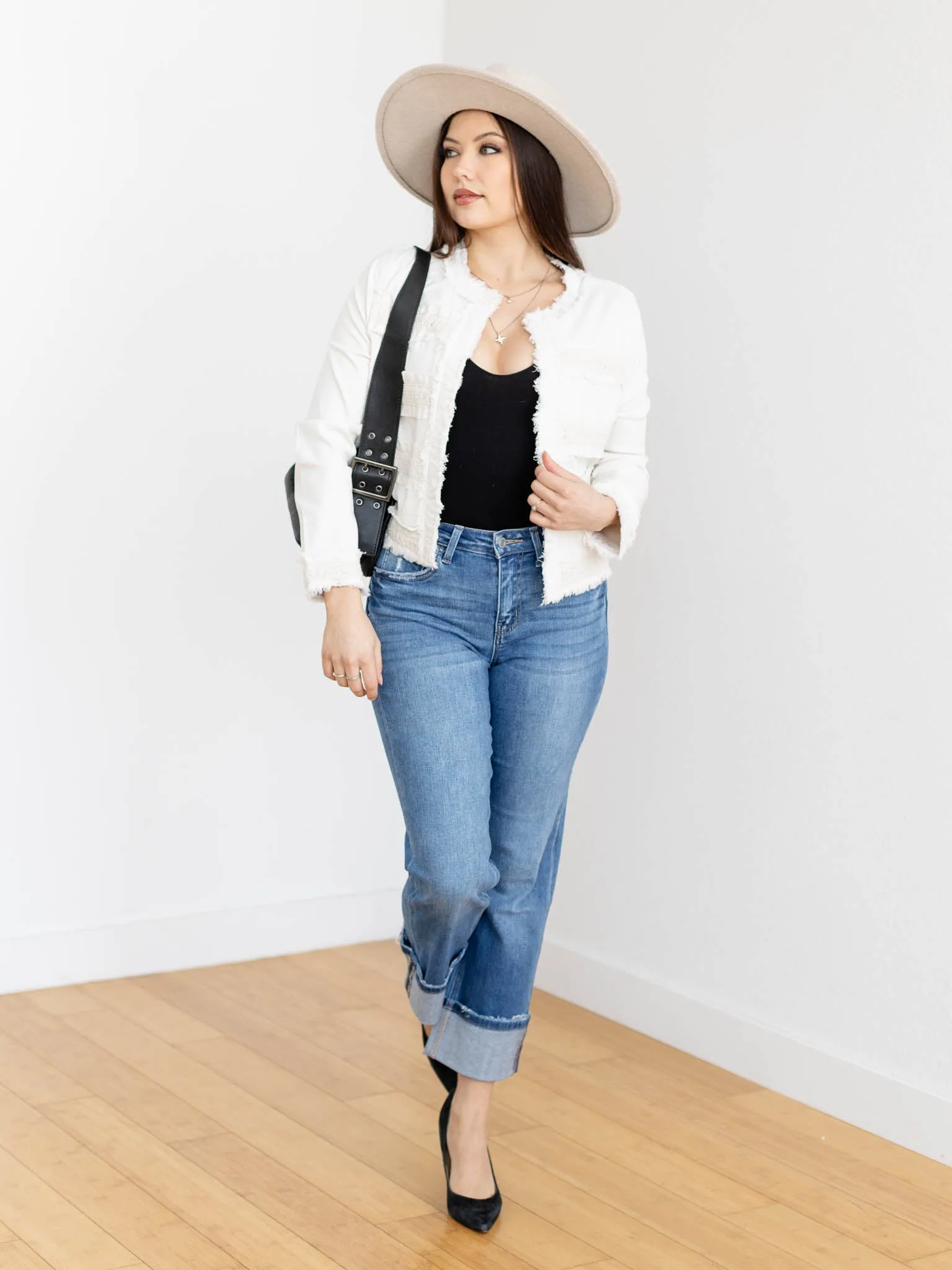 Liverpool Collarless Fray Detail Jacket