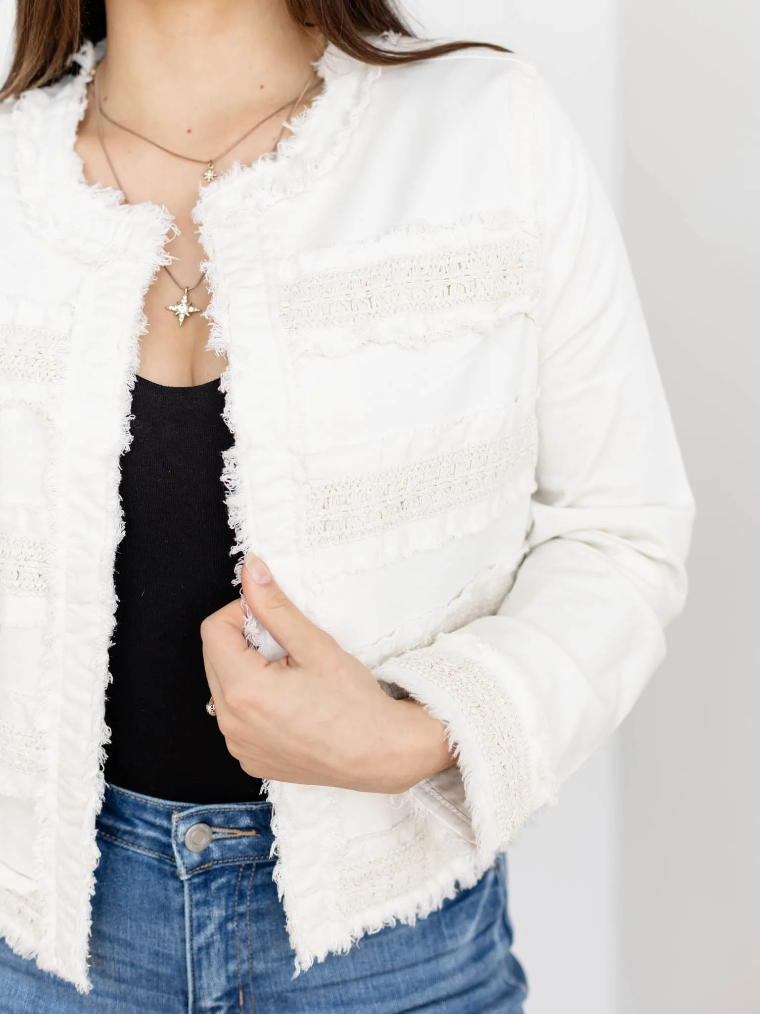 Liverpool Collarless Fray Detail Jacket