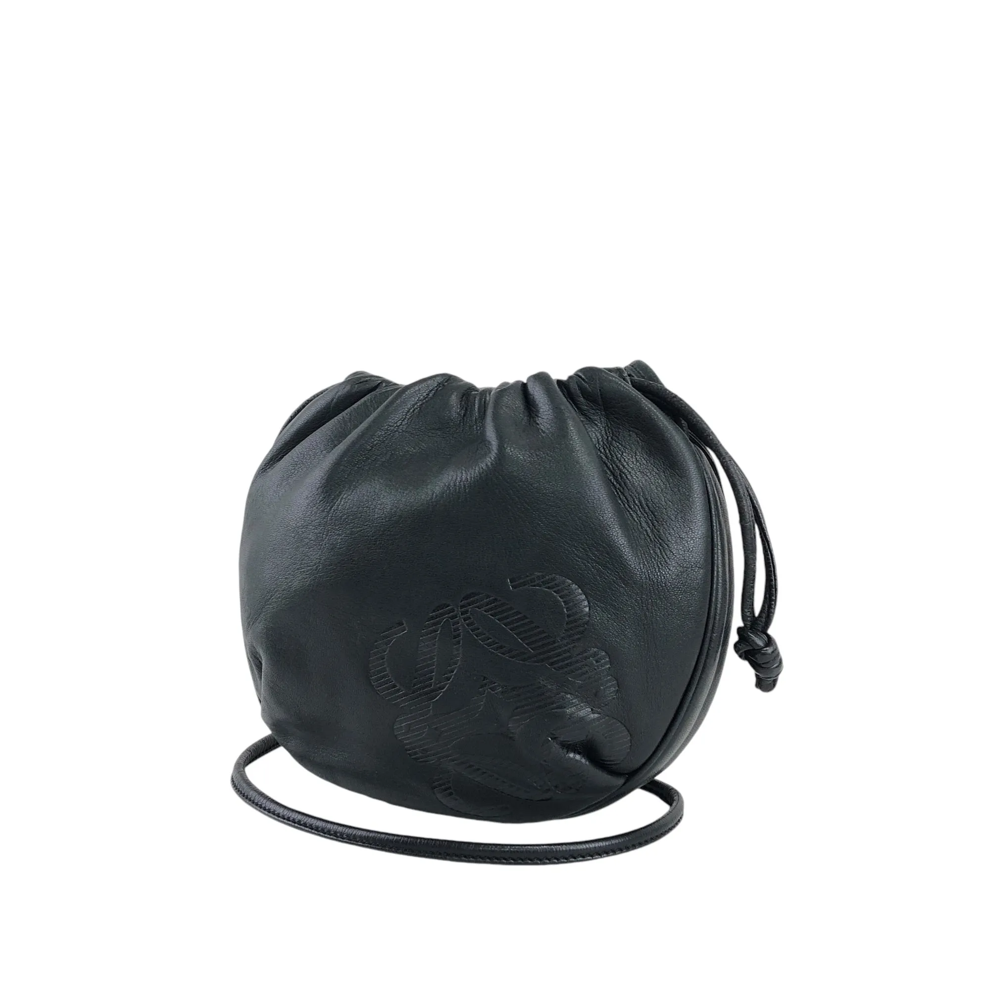 LOEWE Anagram Drawstring Shoulder bag Black Vintage s6ygj7