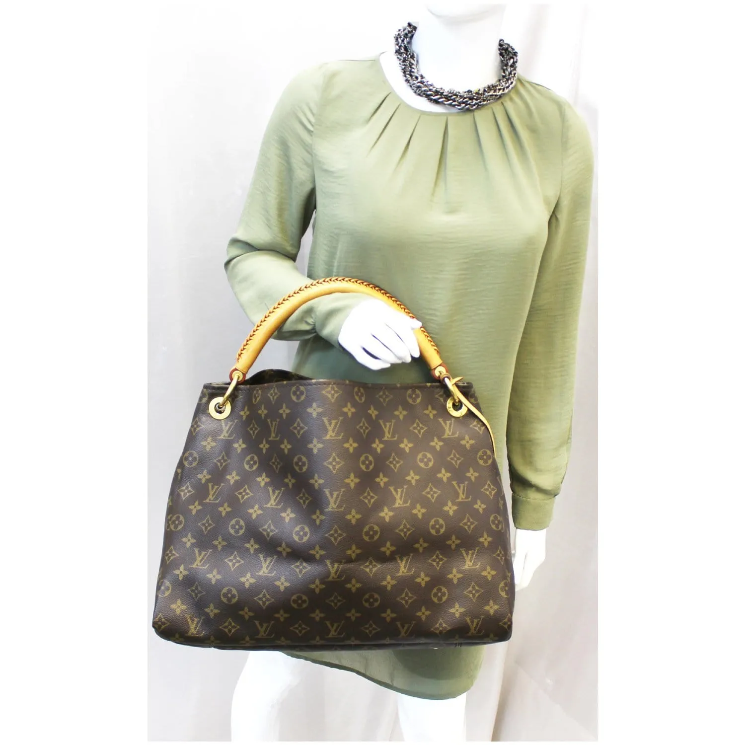 LOUIS VUITTON Artsy MM Monogram Canvas Shoulder Bag Brown