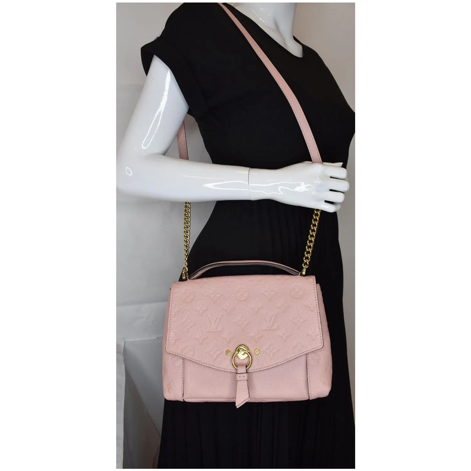 LOUIS VUITTON Blanche BB Empreinte Leather Shoulder Bag Rose Poudre